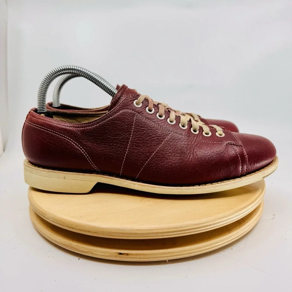 Vintage Linds Bowling Shoes Mens 7.5 D Maroon Retro‎ Leather